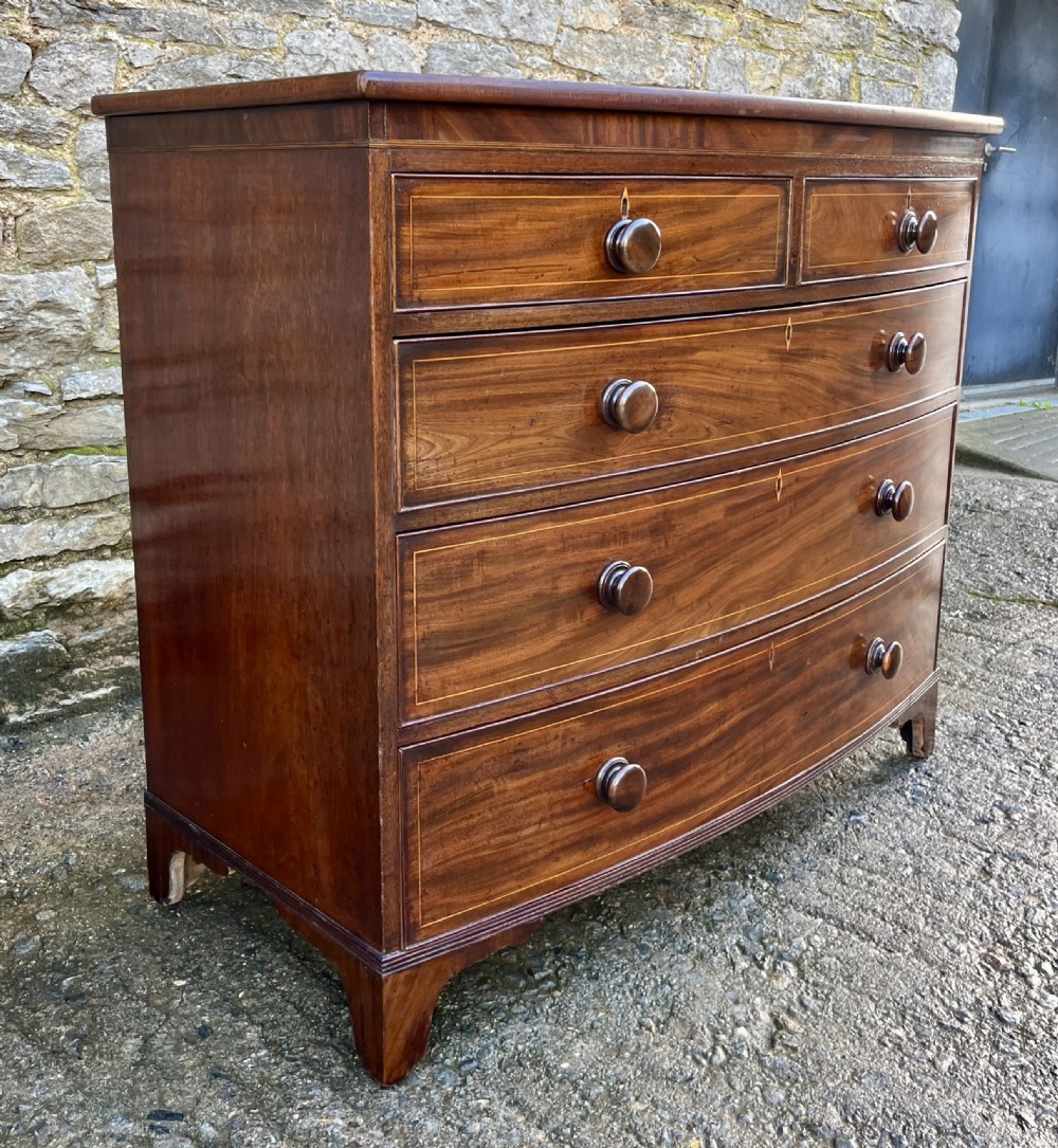 Regency Mahogany Bow Front Chest of Drawers View V