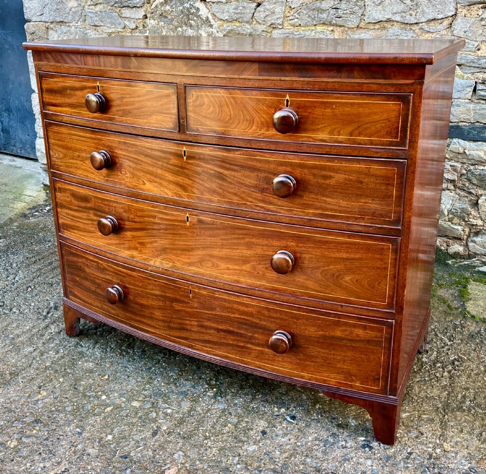 Regency Mahogany Bow Front Chest of Drawers View IX