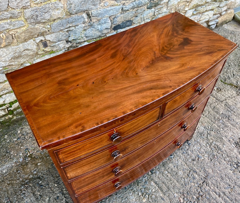 Regency Mahogany Bow Front Chest of Drawers View X