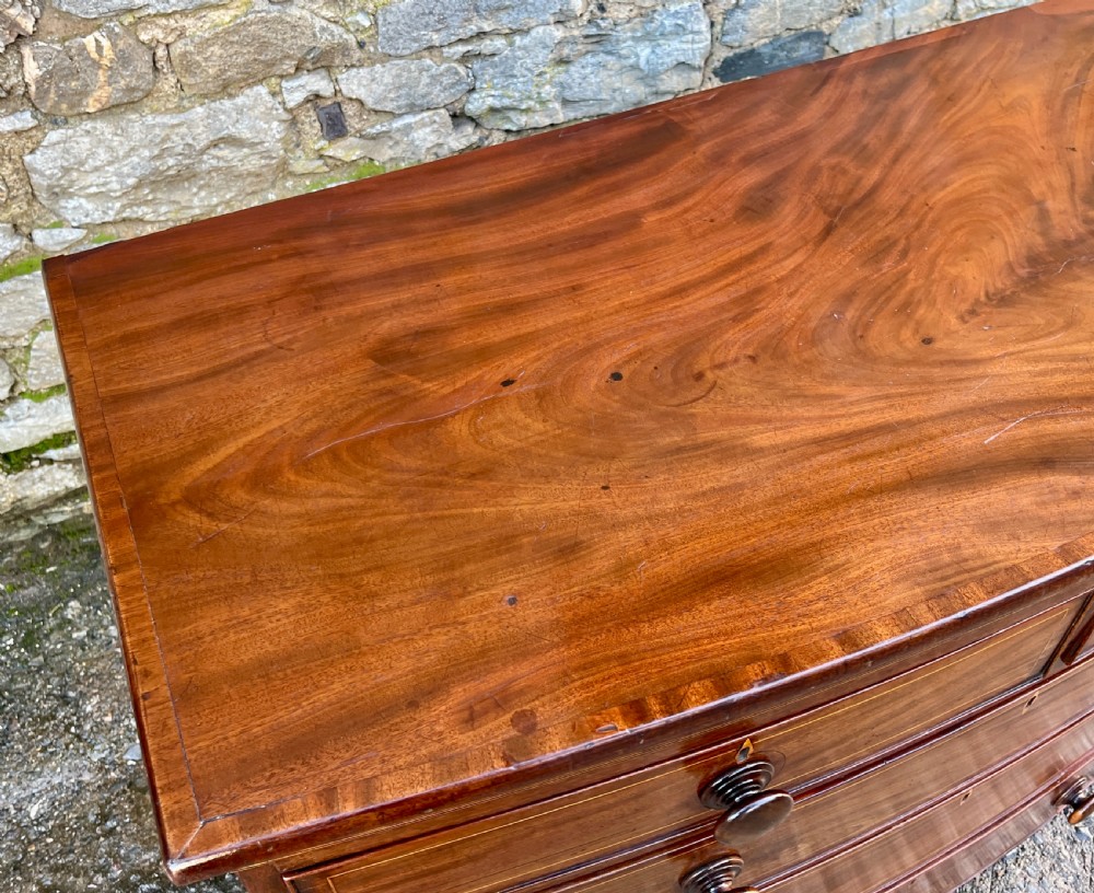 Regency Mahogany Bow Front Chest of Drawers View XII