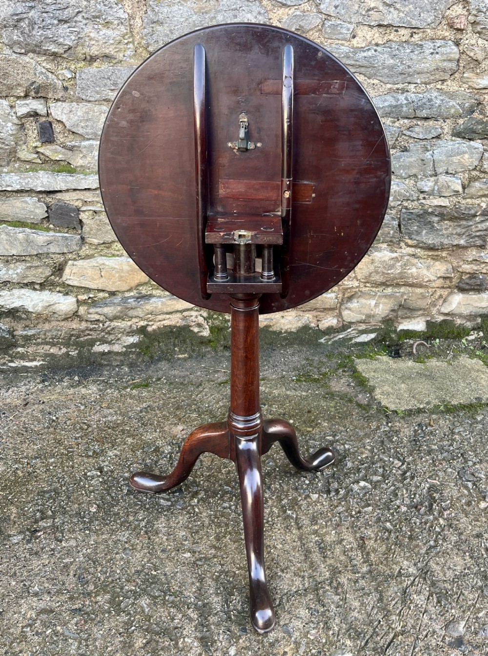Georgian Mahogany Birdcage Tilt Top Table View X