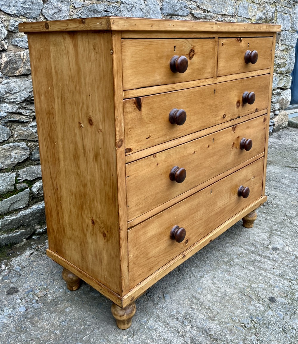 Antique Stripped Pine Chest of Drawers View XII