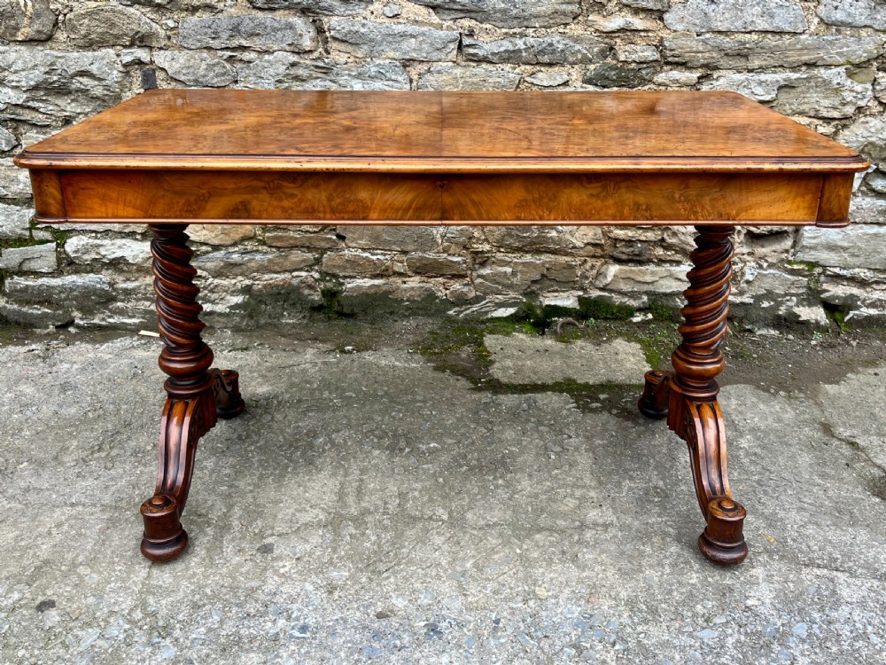 Victorian Walnut Library Table by Hindley & Sons View II