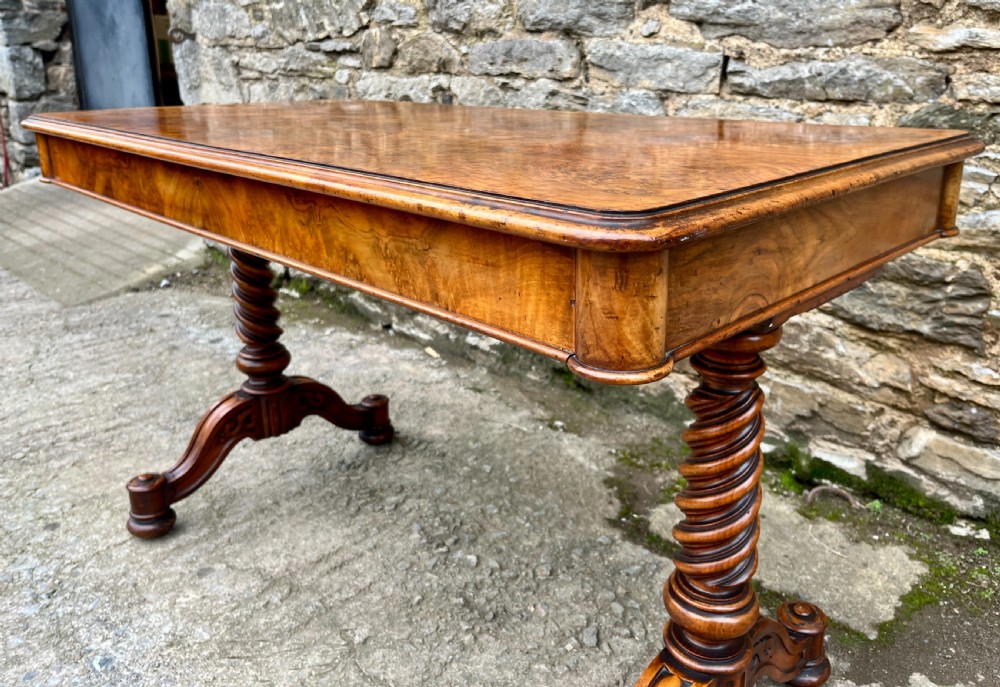 Victorian Walnut Library Table by Hindley & Sons View XVI
