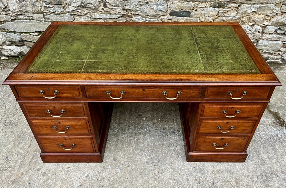 Large Edwardian Mahogany Pedestal Desk View III