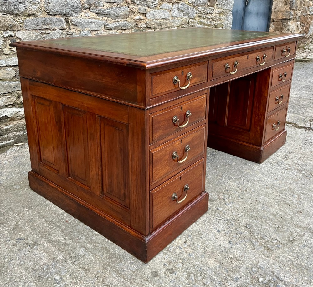 Large Edwardian Mahogany Pedestal Desk View V