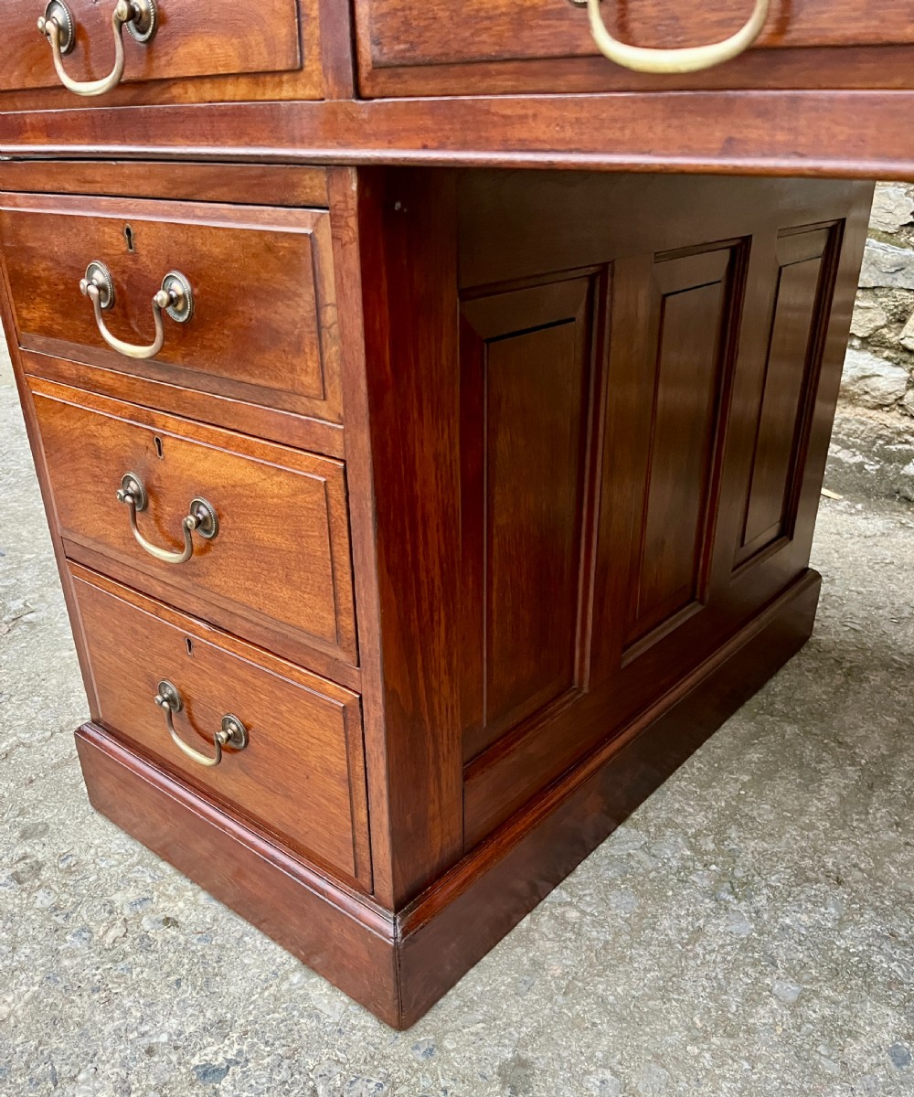 Large Edwardian Mahogany Pedestal Desk View VI