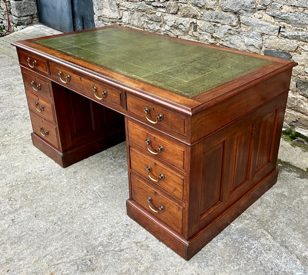 Large Edwardian Mahogany Pedestal Desk View VII