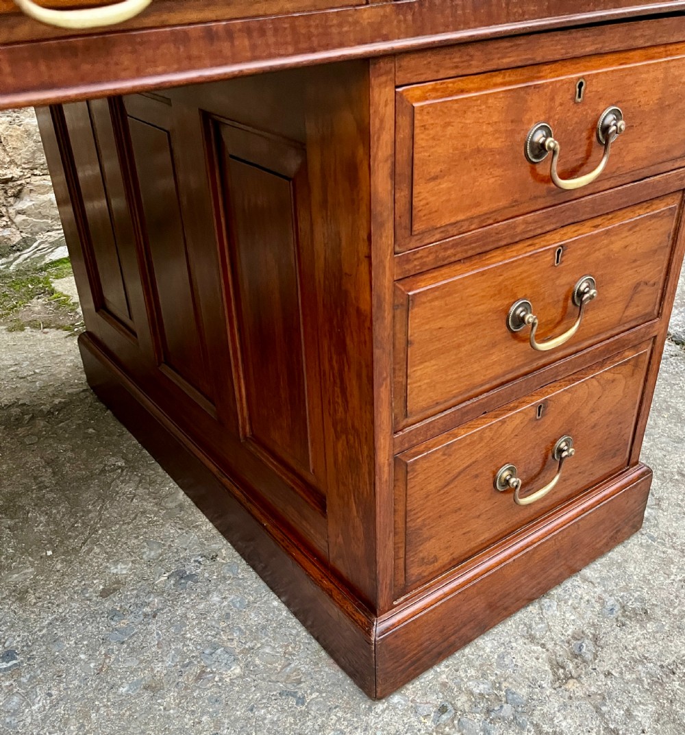 Large Edwardian Mahogany Pedestal Desk View IX