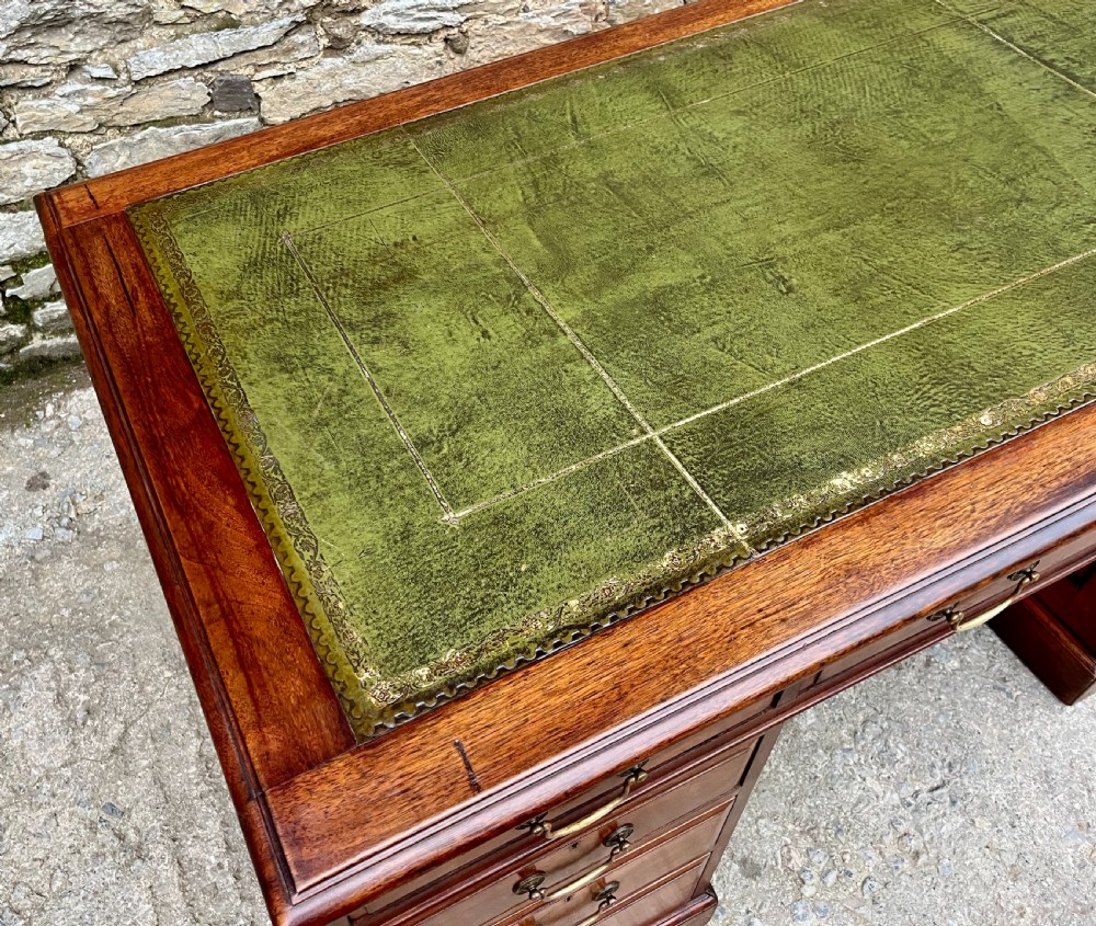 Large Edwardian Mahogany Pedestal Desk View X