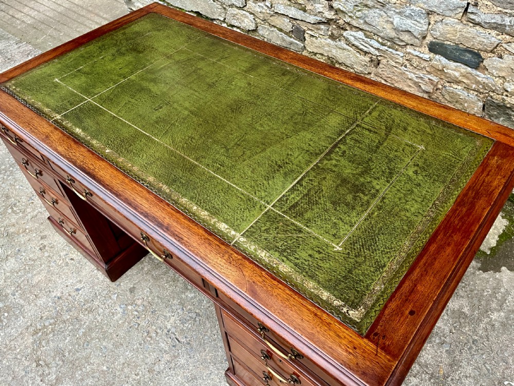Large Edwardian Mahogany Pedestal Desk View XI
