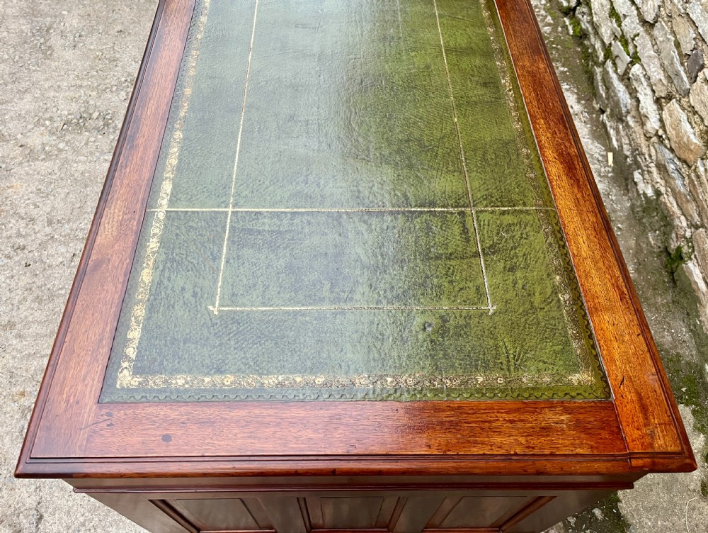 Large Edwardian Mahogany Pedestal Desk View XII