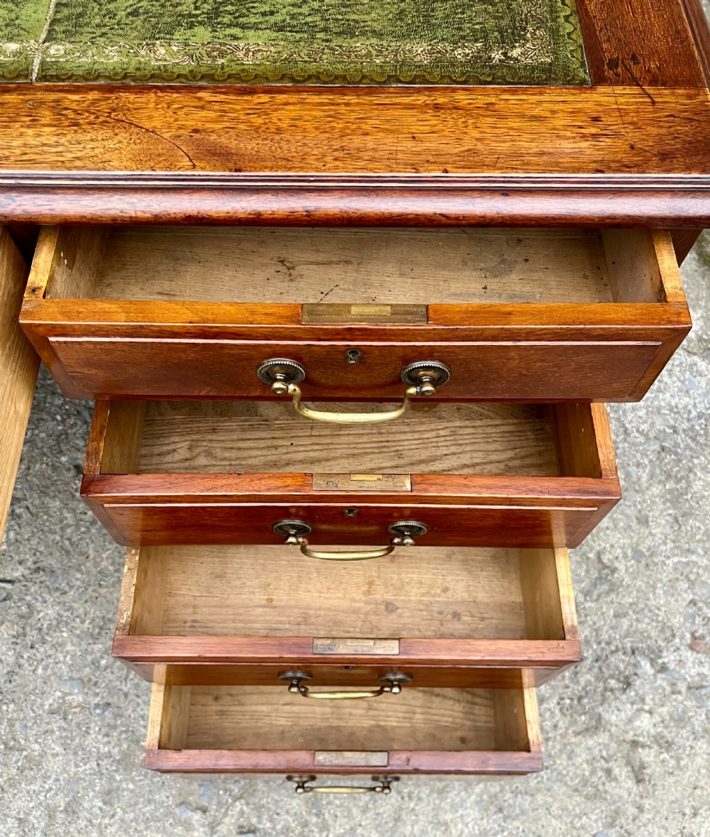 Large Edwardian Mahogany Pedestal Desk View XIV
