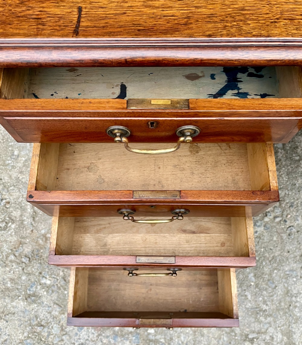 Large Edwardian Mahogany Pedestal Desk View XV