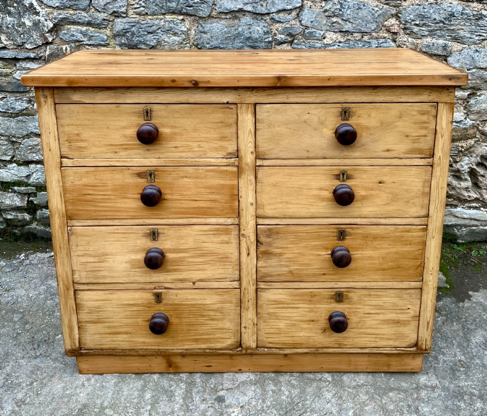 Antique Pine Bank of Drawers