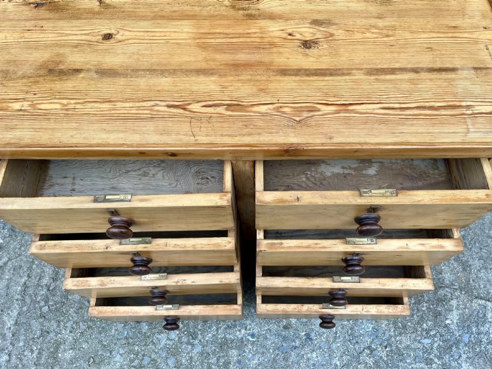 Antique Pine Bank of Drawers View XII