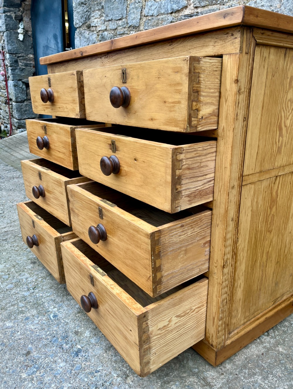 Antique Pine Bank of Drawers View XIV