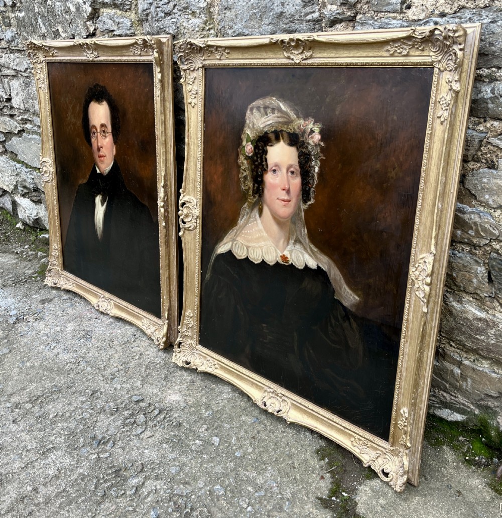 Pair of Georgian Oil on Canvas Portraits View II