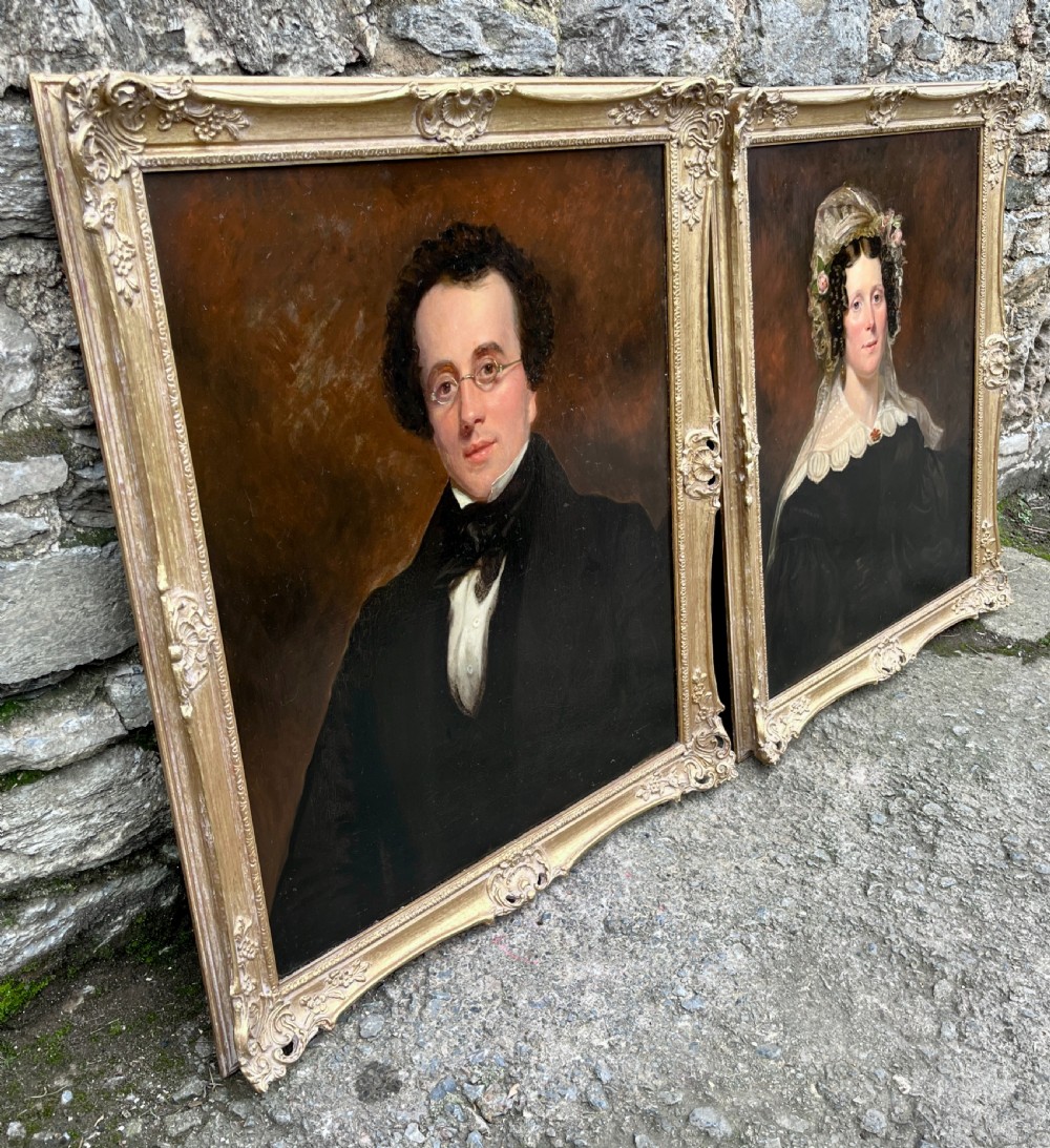 Pair of Georgian Oil on Canvas Portraits View III