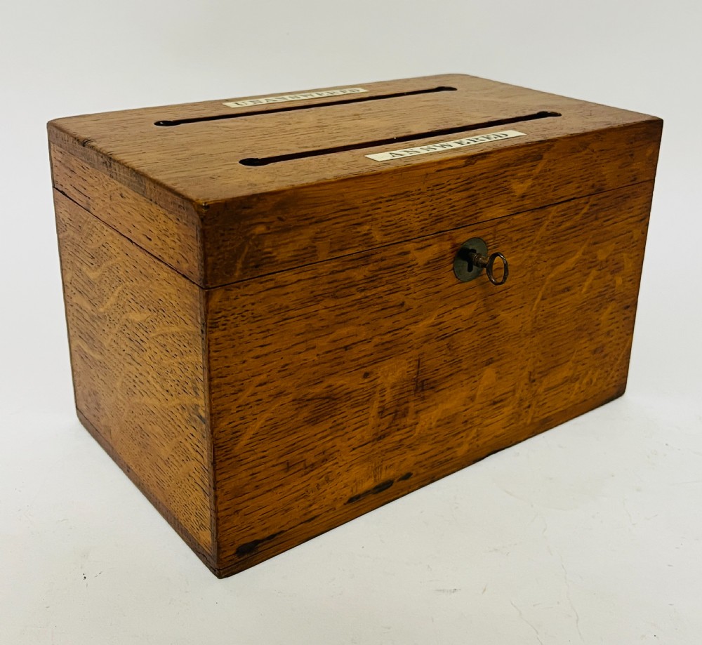 Victorian Oak Correspondence Box View VII