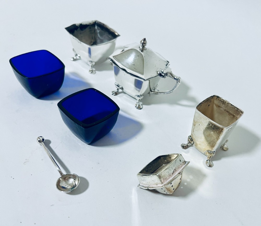 Antique Silver 3 Piece Cruet Set View V