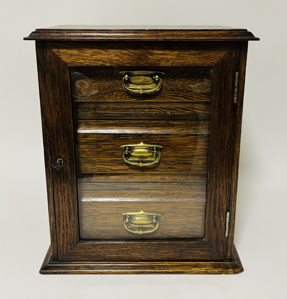 Edwardian Oak Glazed Cabinet