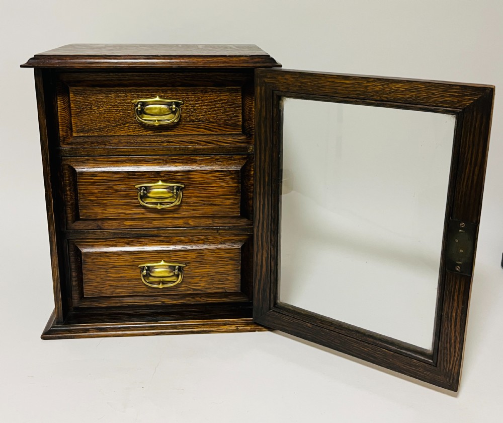 Edwardian Oak Glazed Cabinet View IV