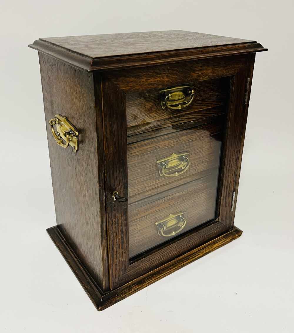 Edwardian Oak Glazed Cabinet View XI