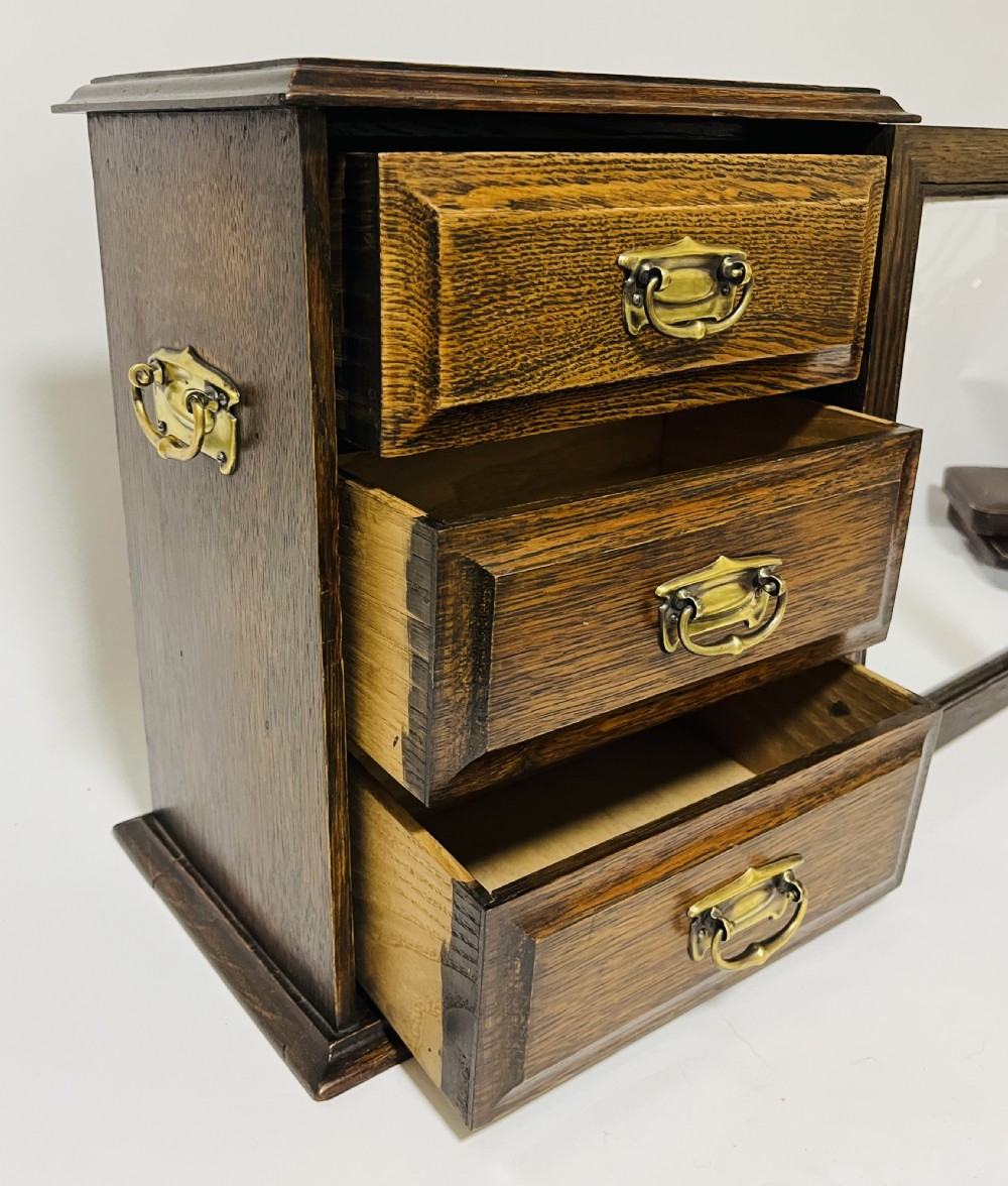Edwardian Oak Glazed Cabinet View XIV