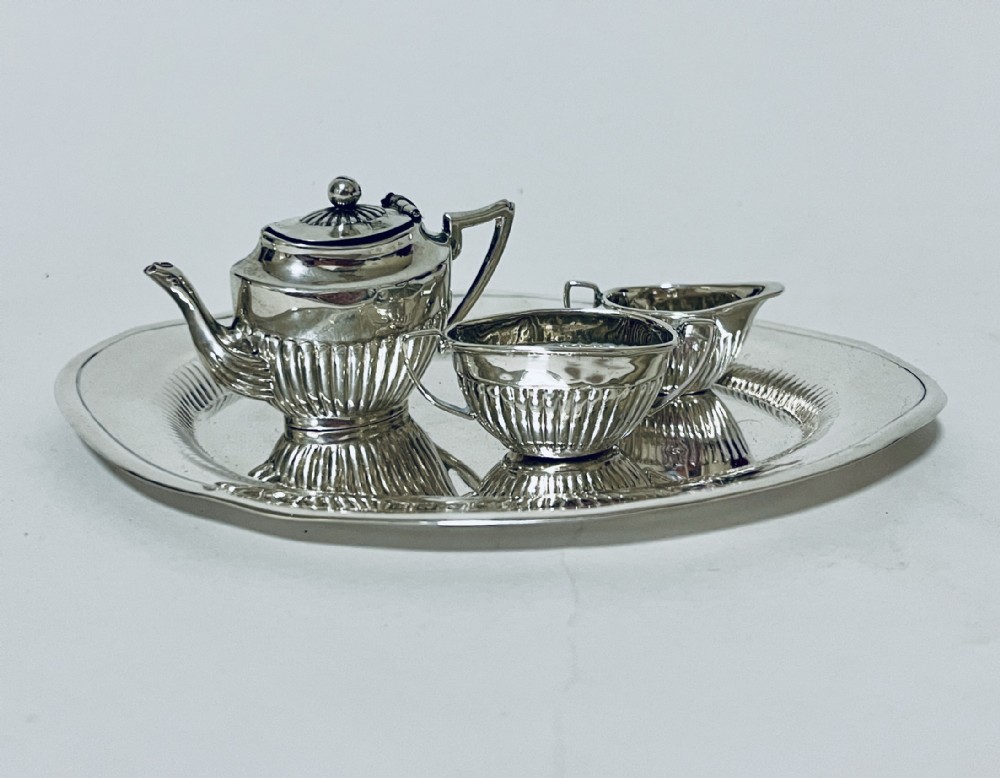 Edwardian Miniature Silver Tea Set