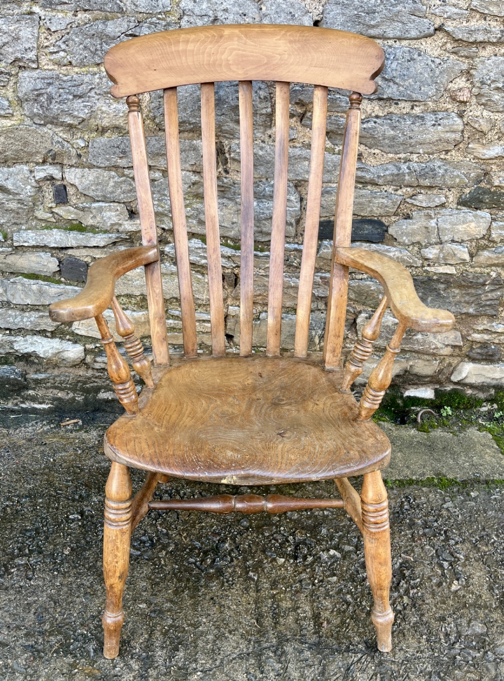 Antique Lathe Back Farmhouse Chair