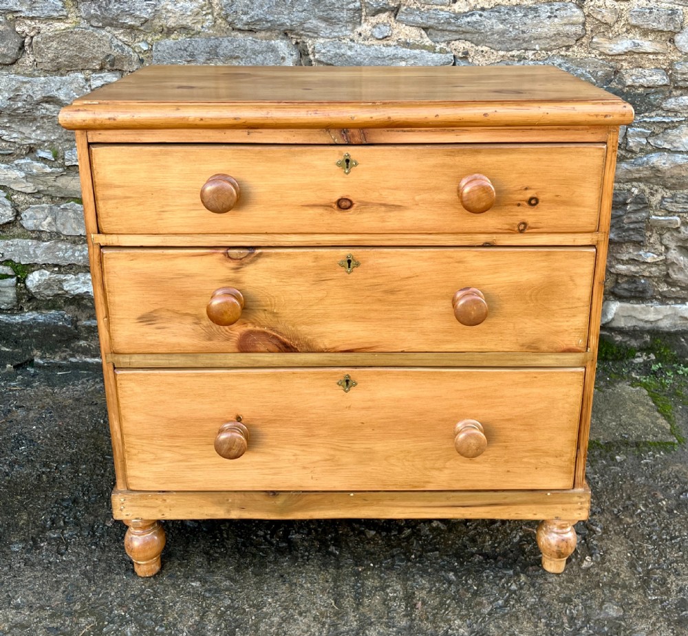 Small Antique Stripped Pine Chest of Drawers