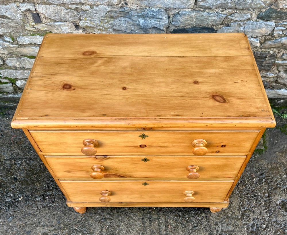 Small Antique Stripped Pine Chest of Drawers View II
