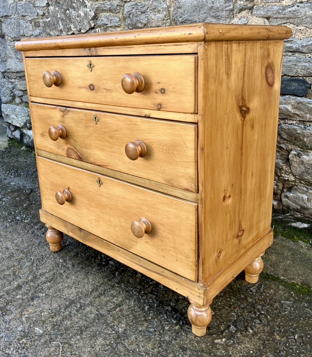 Small Antique Stripped Pine Chest of Drawers View III
