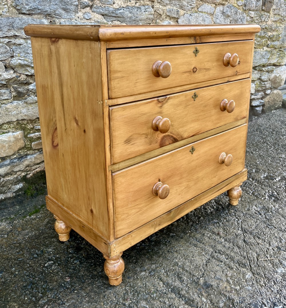 Small Antique Stripped Pine Chest of Drawers View V