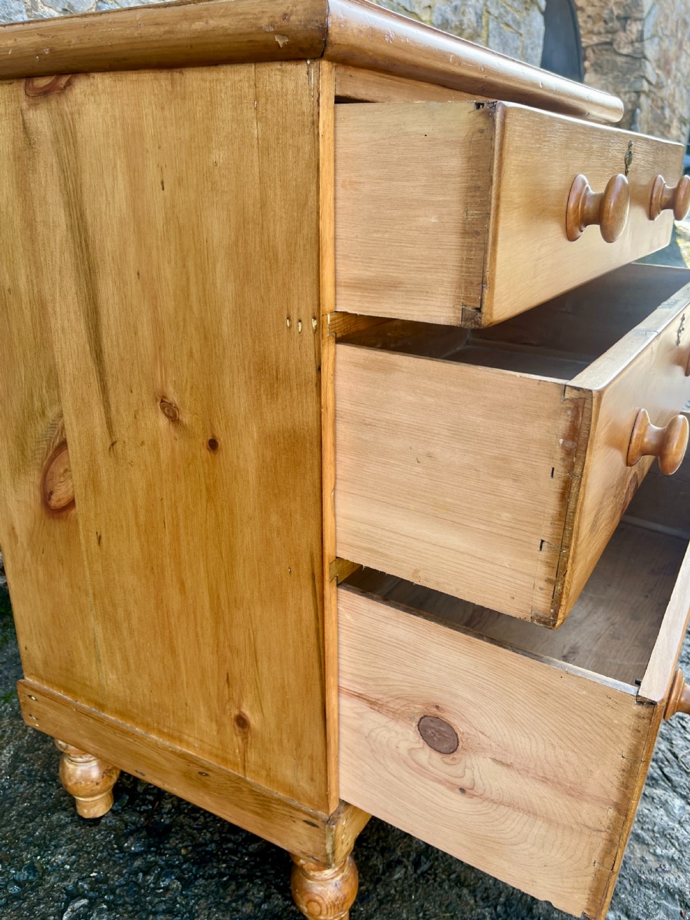Small Antique Stripped Pine Chest of Drawers View IX
