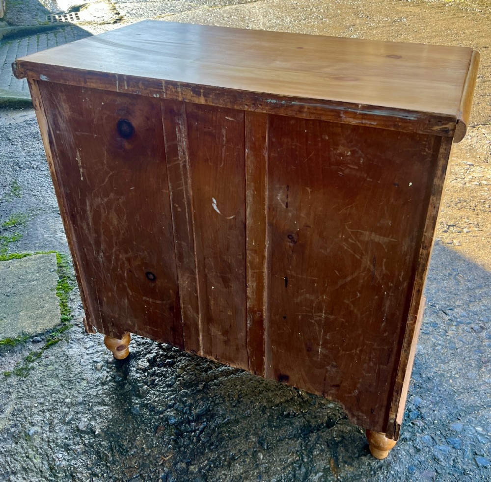 Small Antique Stripped Pine Chest of Drawers View X