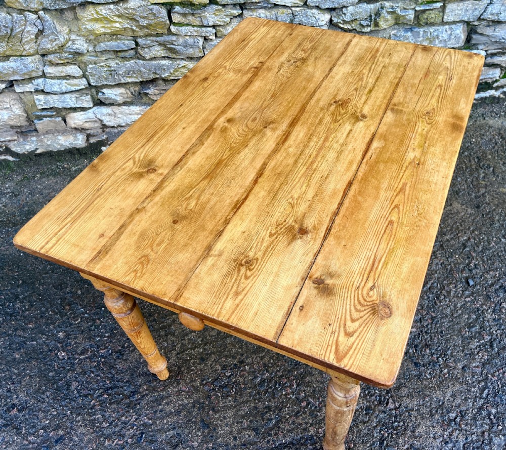 Small Antique Pine Farmhouse Table View XII