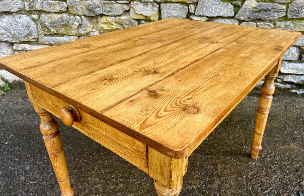 Small Antique Pine Farmhouse Table View XIII