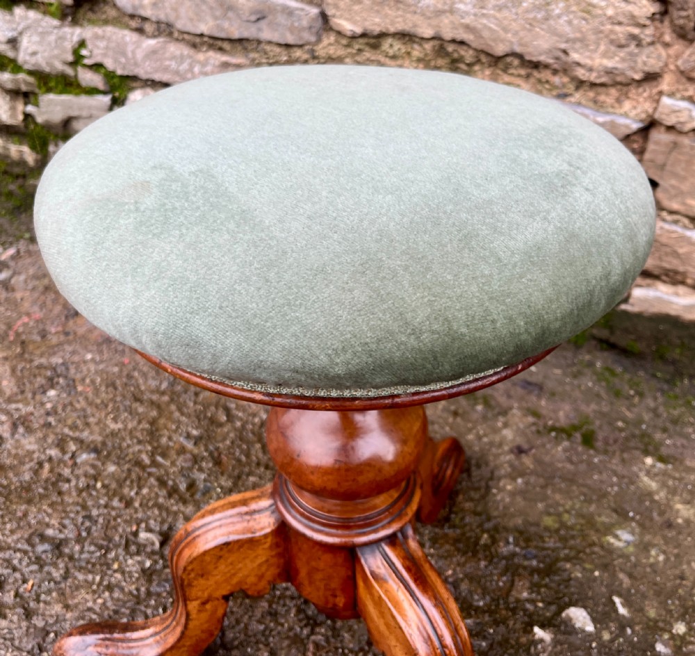 Victorian Walnut Adjustable Piano Stool View IV