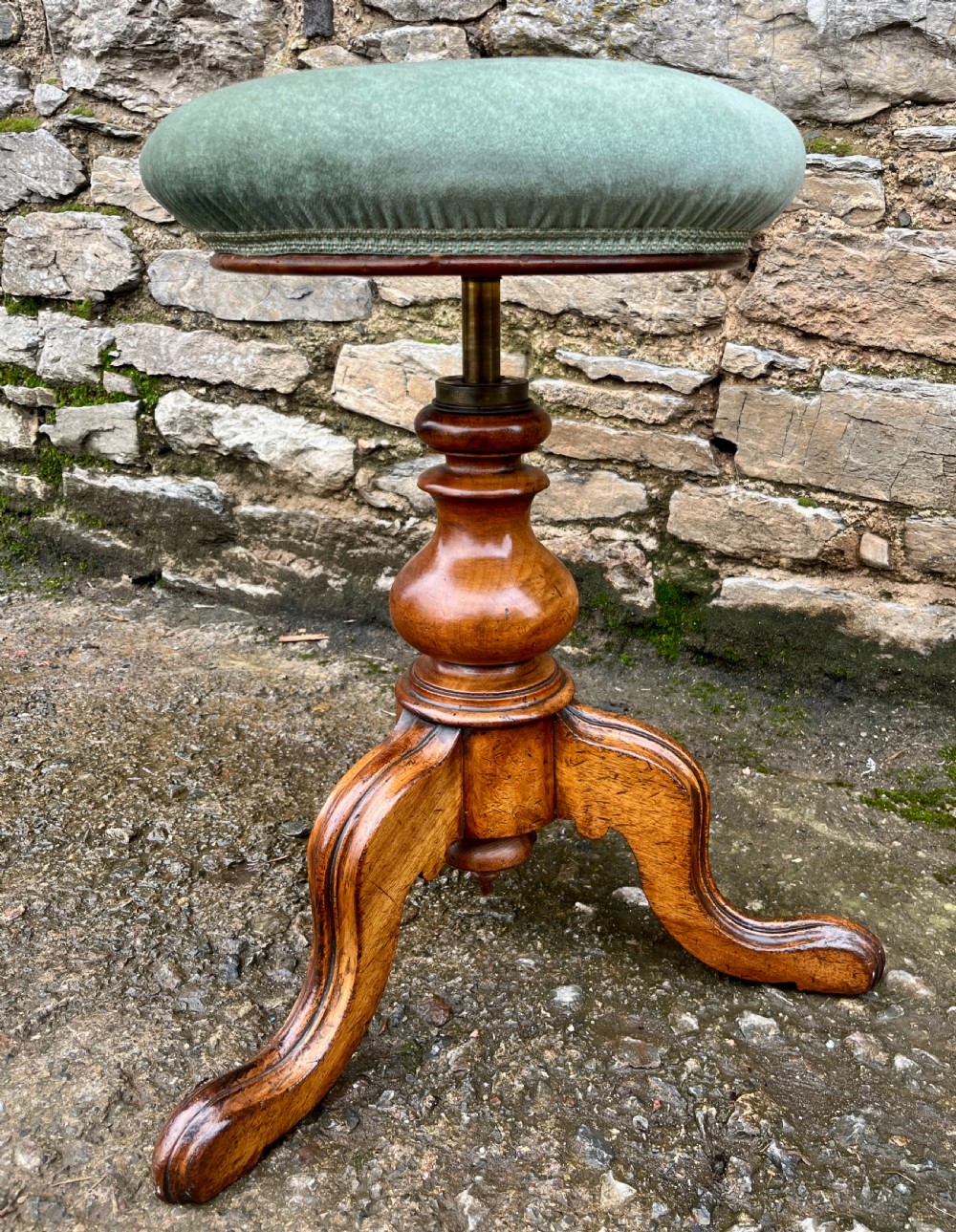 Victorian Walnut Adjustable Piano Stool View IX