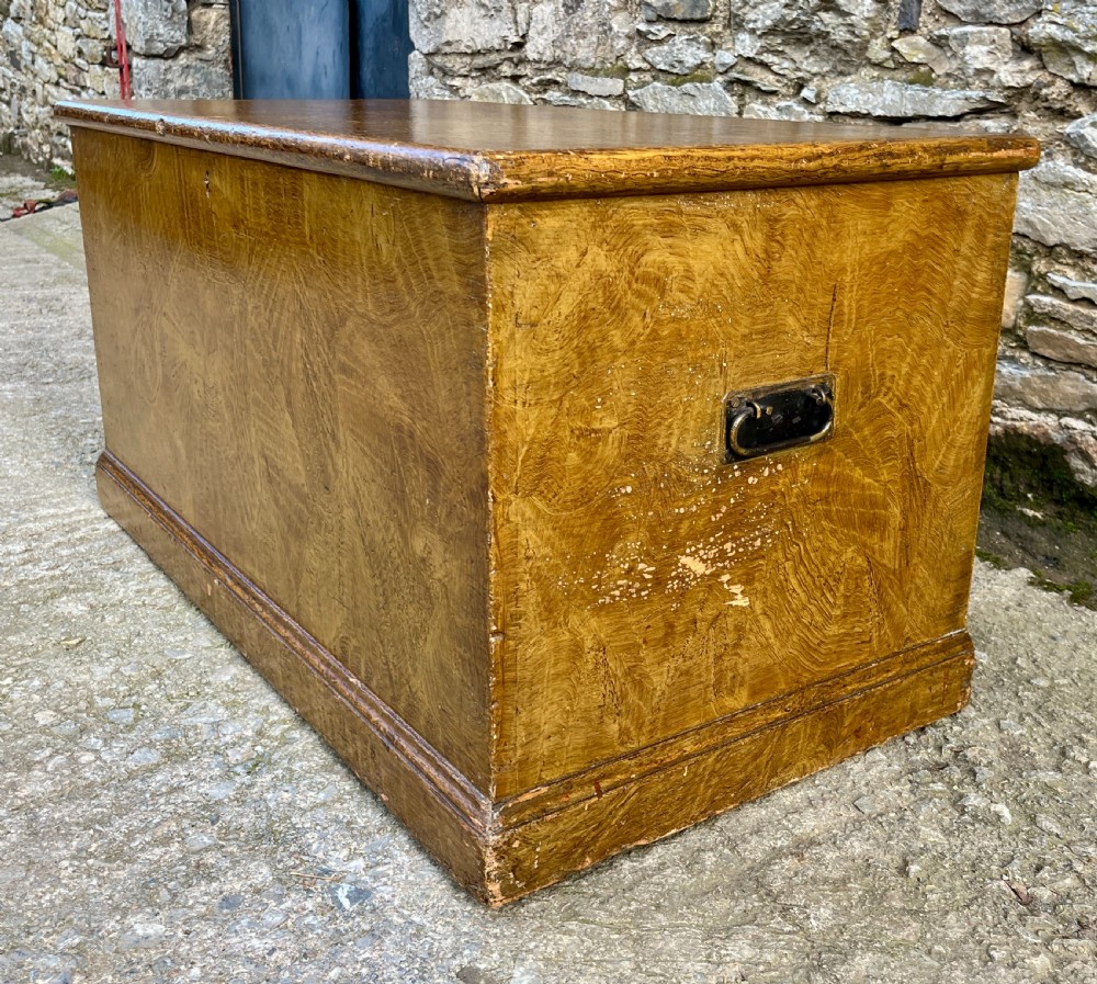 Victorian Pine Blanket Box in the Original Paint View V