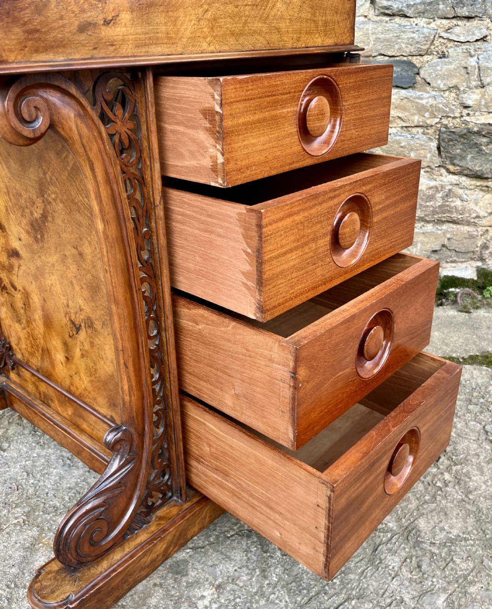 Victorian Burr Walnut Davenport View XVIII
