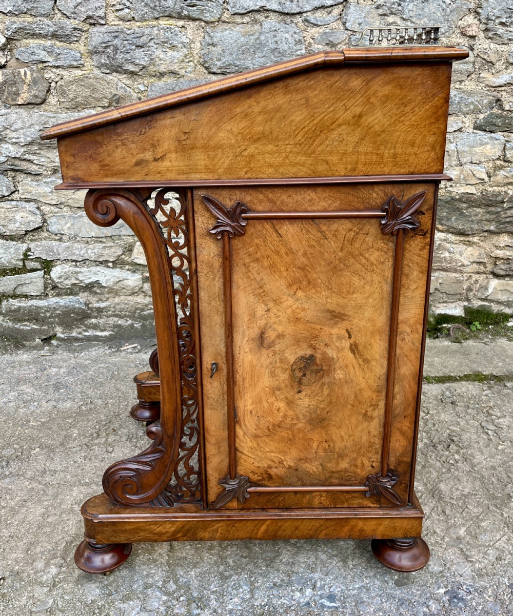Victorian Burr Walnut Davenport View XIX