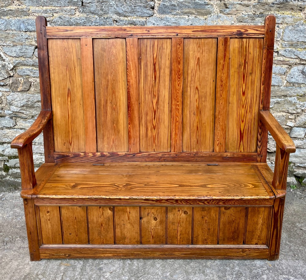 Antique Welsh Pine Box Settle