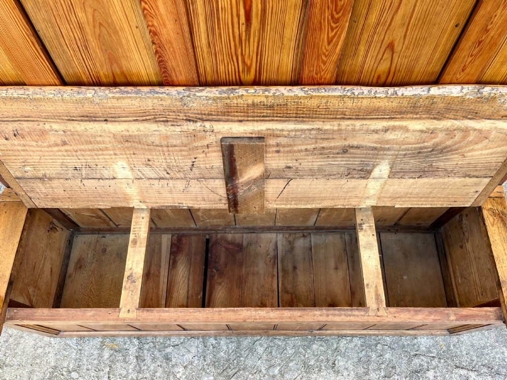 Antique Welsh Pine Box Settle View V