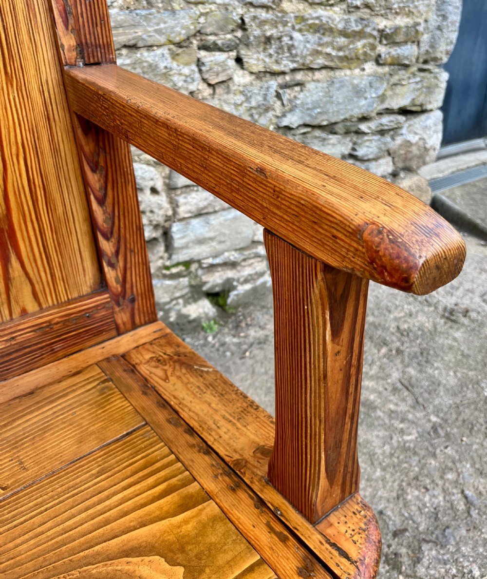 Antique Welsh Pine Box Settle View X
