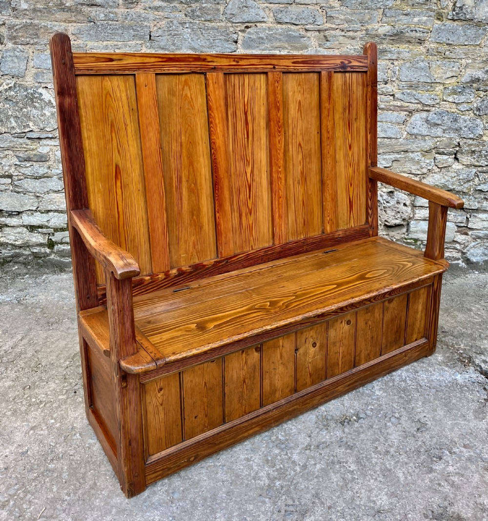 Antique Welsh Pine Box Settle View XI