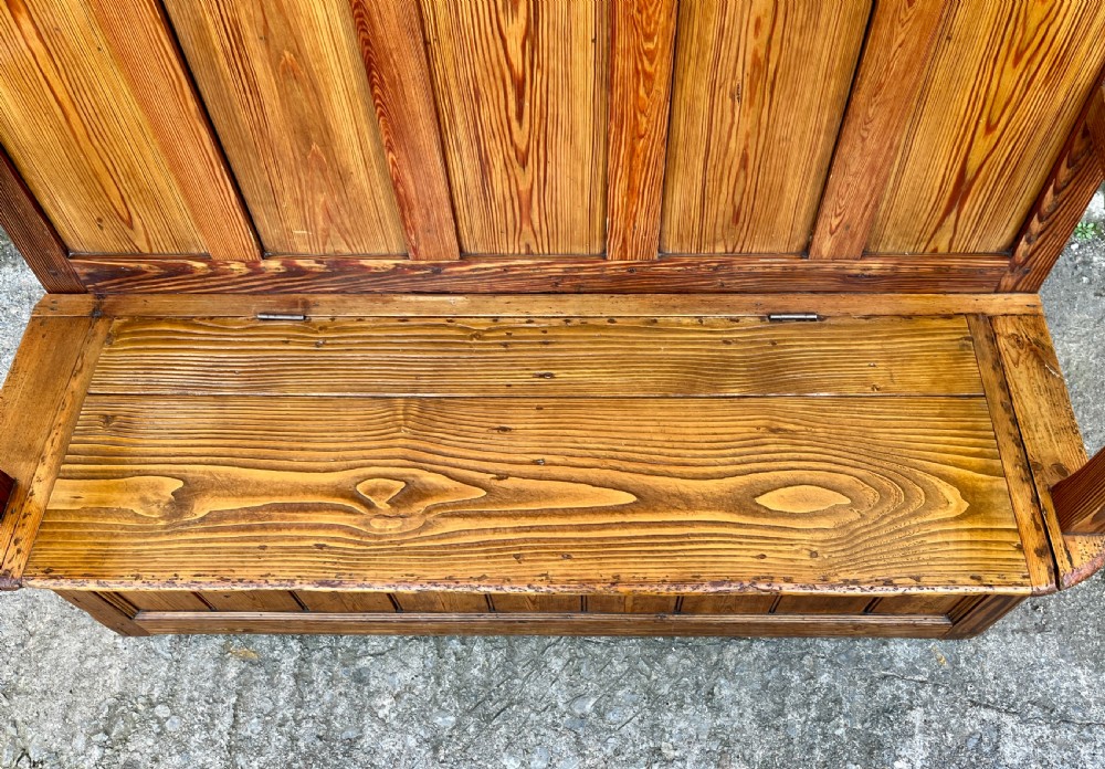 Antique Welsh Pine Box Settle View XII
