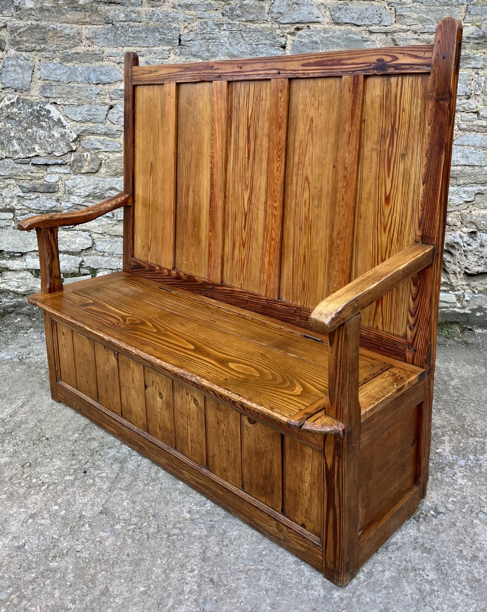 Antique Welsh Pine Box Settle View XVIII